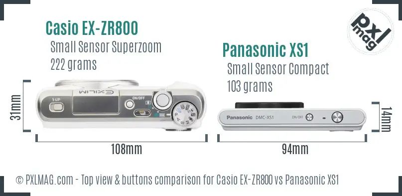 Casio EX-ZR800 vs Panasonic XS1 top view buttons comparison