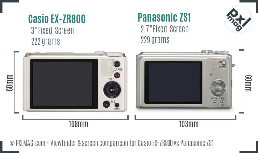 Casio EX-ZR800 vs Panasonic ZS1 Screen and Viewfinder comparison Casio EX-ZR800 vs Panasonic ZS1 Screen and Viewfinder comparison