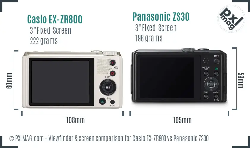 Casio EX-ZR800 vs Panasonic ZS30 Screen and Viewfinder comparison Casio EX-ZR800 vs Panasonic ZS30 Screen and Viewfinder comparison