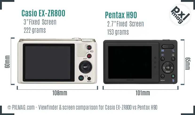 Casio EX-ZR800 vs Pentax H90 Screen and Viewfinder comparison Casio EX-ZR800 vs Pentax H90 Screen and Viewfinder comparison