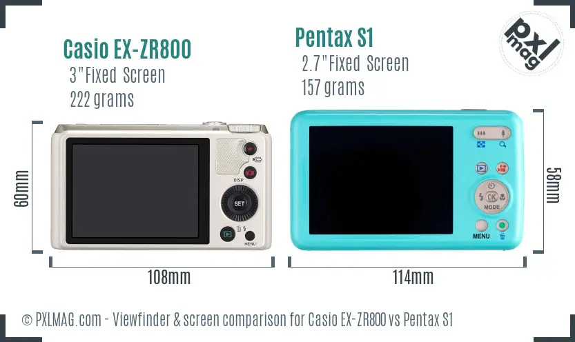 Casio EX-ZR800 vs Pentax S1 Screen and Viewfinder comparison Casio EX-ZR800 vs Pentax S1 Screen and Viewfinder comparison