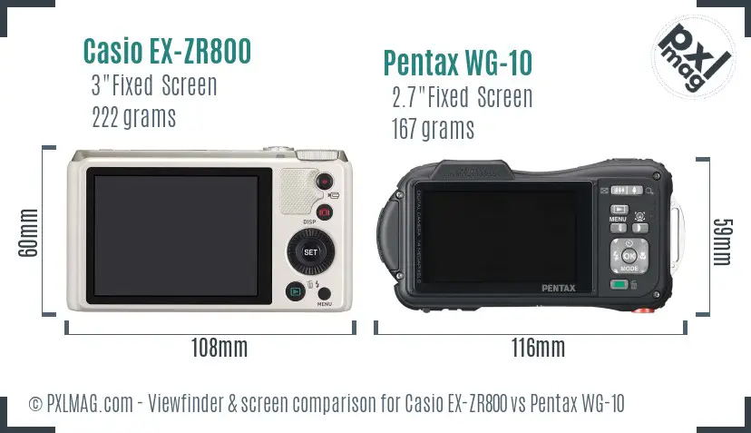 Casio EX-ZR800 vs Pentax WG-10 Screen and Viewfinder comparison Casio EX-ZR800 vs Pentax WG-10 Screen and Viewfinder comparison