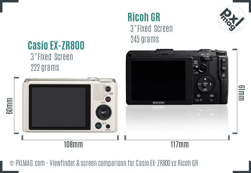 Casio EX-ZR800 vs Ricoh GR Screen and Viewfinder comparison Casio EX-ZR800 vs Ricoh GR Screen and Viewfinder comparison