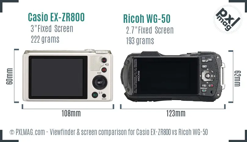 Casio EX-ZR800 vs Ricoh WG-50 Screen and Viewfinder comparison Casio EX-ZR800 vs Ricoh WG-50 Screen and Viewfinder comparison
