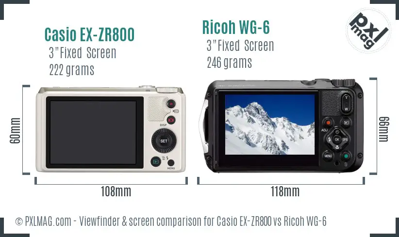 Casio EX-ZR800 vs Ricoh WG-6 Screen and Viewfinder comparison