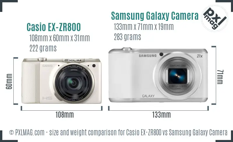 Casio EX-ZR800 vs Samsung Galaxy Camera 2 size comparison