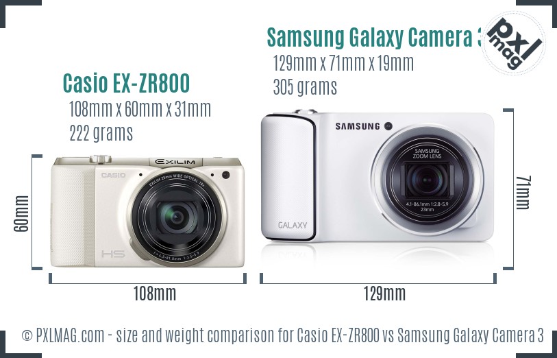 Casio EX-ZR800 vs Samsung Galaxy Camera 3G size comparison
