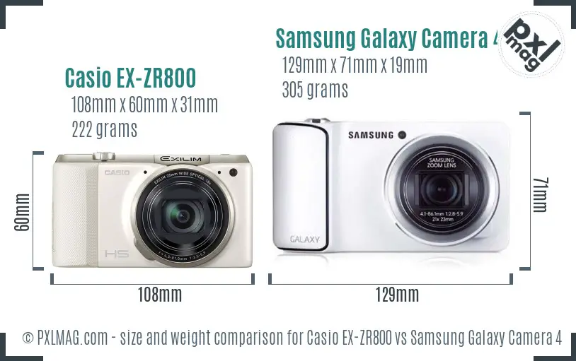 Casio EX-ZR800 vs Samsung Galaxy Camera 4G size comparison