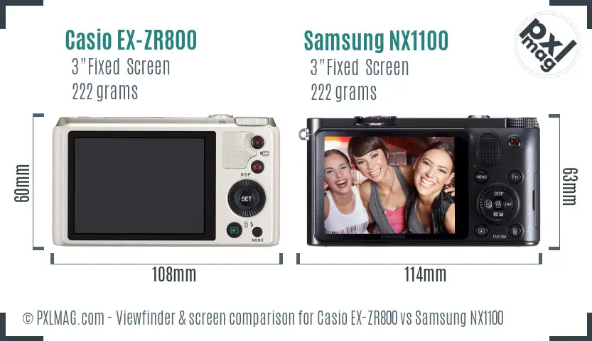 Casio EX-ZR800 vs Samsung NX1100 Screen and Viewfinder comparison Casio EX-ZR800 vs Samsung NX1100 Screen and Viewfinder comparison