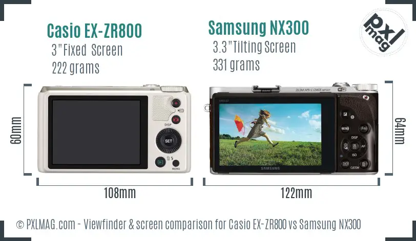 Casio EX-ZR800 vs Samsung NX300 Screen and Viewfinder comparison Casio EX-ZR800 vs Samsung NX300 Screen and Viewfinder comparison