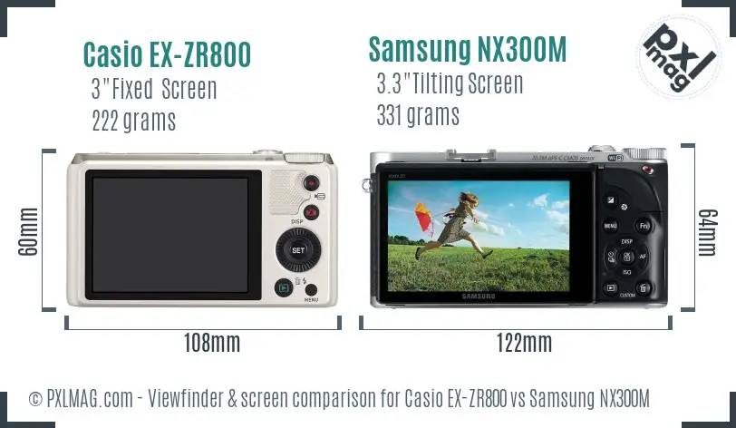 Casio EX-ZR800 vs Samsung NX300M Screen and Viewfinder comparison