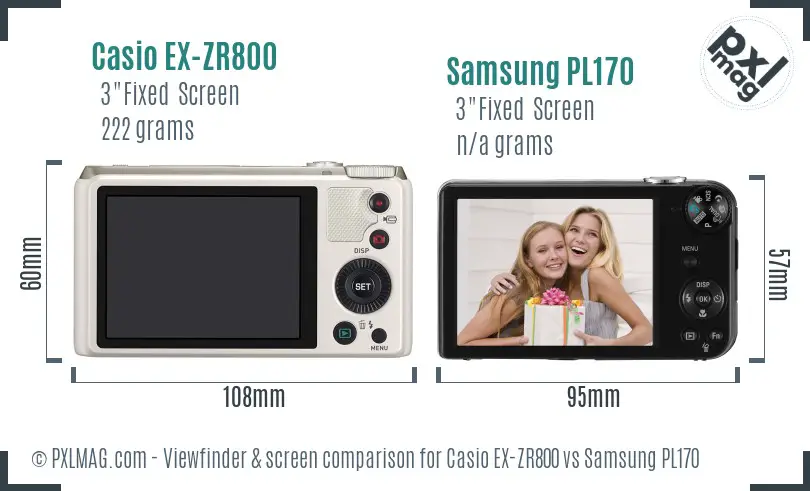 Casio EX-ZR800 vs Samsung PL170 Screen and Viewfinder comparison