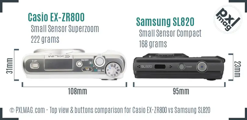 Casio EX-ZR800 vs Samsung SL820 top view buttons comparison