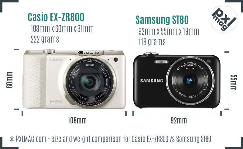 Casio EX-ZR800 vs Samsung ST80 size comparison