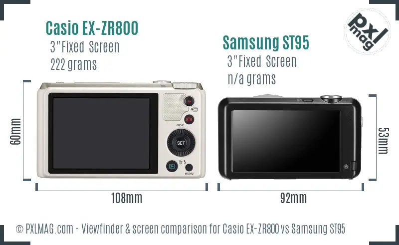 Casio EX-ZR800 vs Samsung ST95 Screen and Viewfinder comparison Casio EX-ZR800 vs Samsung ST95 Screen and Viewfinder comparison