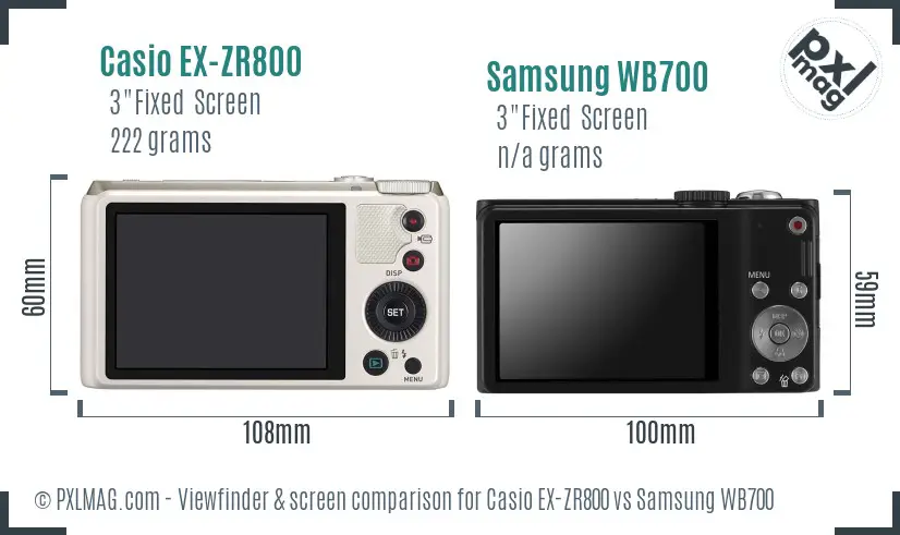 Casio EX-ZR800 vs Samsung WB700 Screen and Viewfinder comparison