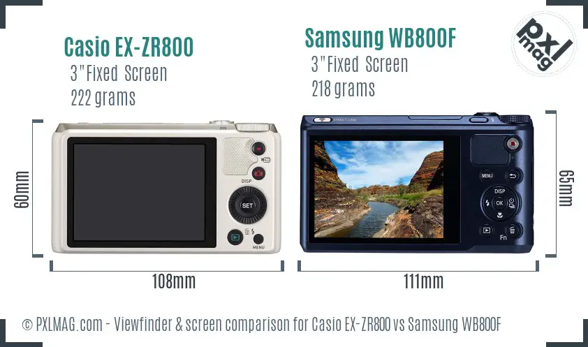 Casio EX-ZR800 vs Samsung WB800F Screen and Viewfinder comparison