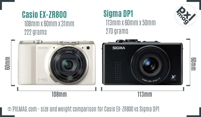 Casio EX-ZR800 vs Sigma DP1 size comparison Casio EX-ZR800 vs Sigma DP1 size comparison