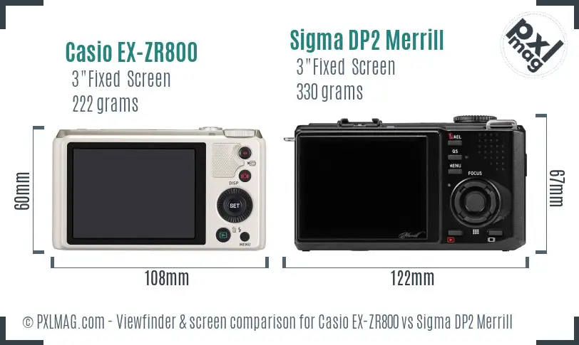 Casio EX-ZR800 vs Sigma DP2 Merrill Screen and Viewfinder comparison Casio EX-ZR800 vs Sigma DP2 Merrill Screen and Viewfinder comparison