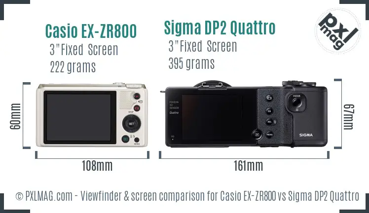 Casio EX-ZR800 vs Sigma DP2 Quattro Screen and Viewfinder comparison