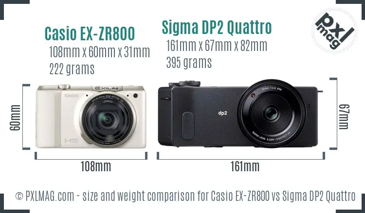Casio EX-ZR800 vs Sigma DP2 Quattro size comparison