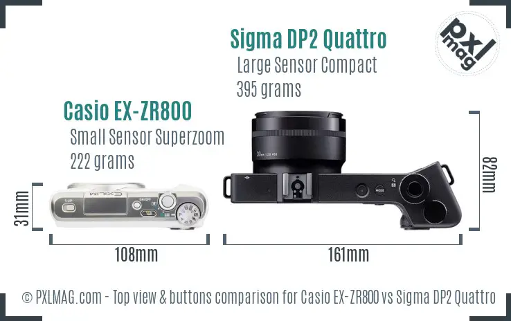 Casio EX-ZR800 vs Sigma DP2 Quattro top view buttons comparison