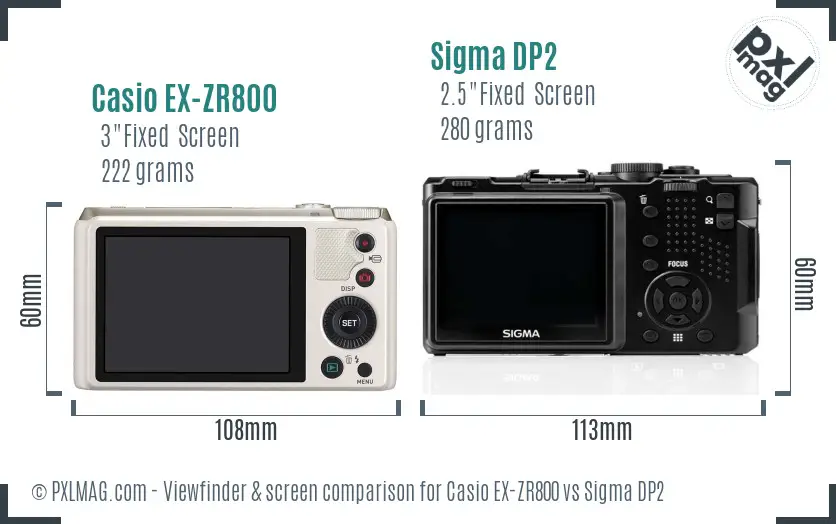 Casio EX-ZR800 vs Sigma DP2 Screen and Viewfinder comparison Casio EX-ZR800 vs Sigma DP2 Screen and Viewfinder comparison