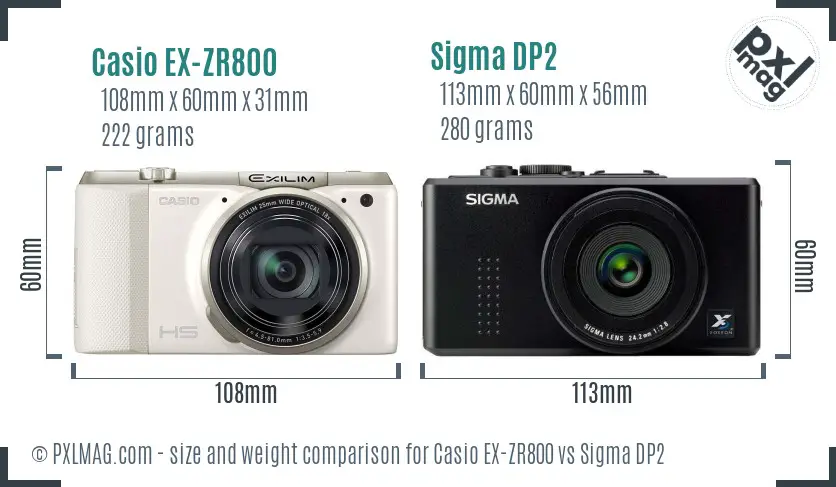 Casio EX-ZR800 vs Sigma DP2 size comparison Casio EX-ZR800 vs Sigma DP2 size comparison