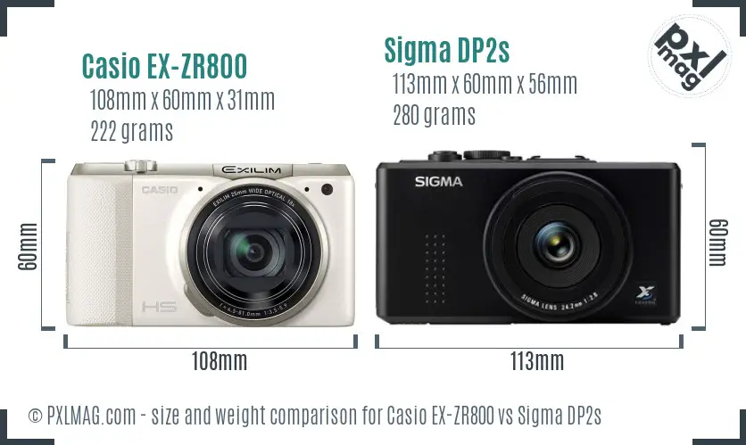 Casio EX-ZR800 vs Sigma DP2s size comparison