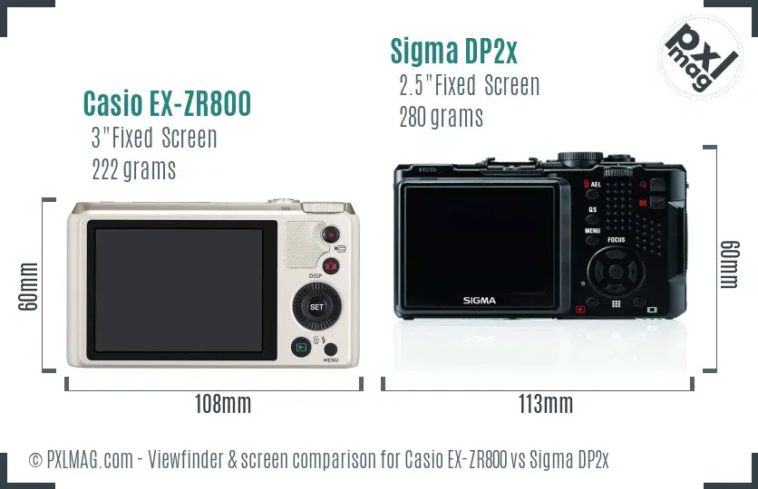 Casio EX-ZR800 vs Sigma DP2x Screen and Viewfinder comparison