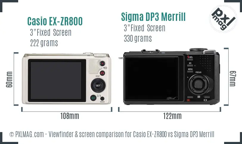 Casio EX-ZR800 vs Sigma DP3 Merrill Screen and Viewfinder comparison Casio EX-ZR800 vs Sigma DP3 Merrill Screen and Viewfinder comparison