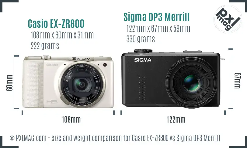 Casio EX-ZR800 vs Sigma DP3 Merrill size comparison Casio EX-ZR800 vs Sigma DP3 Merrill size comparison