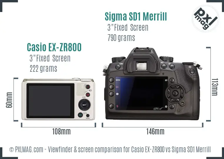 Casio EX-ZR800 vs Sigma SD1 Merrill Screen and Viewfinder comparison