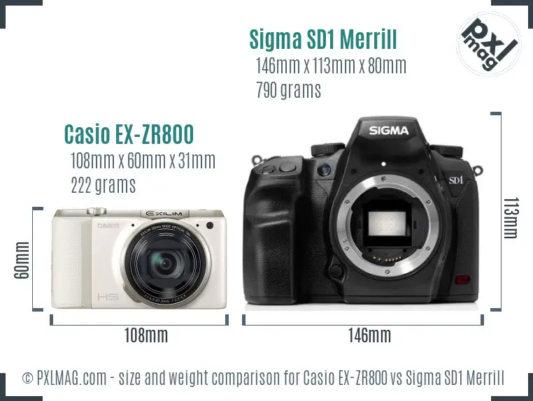 Casio EX-ZR800 vs Sigma SD1 Merrill size comparison