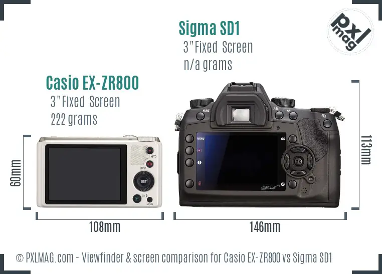 Casio EX-ZR800 vs Sigma SD1 Screen and Viewfinder comparison