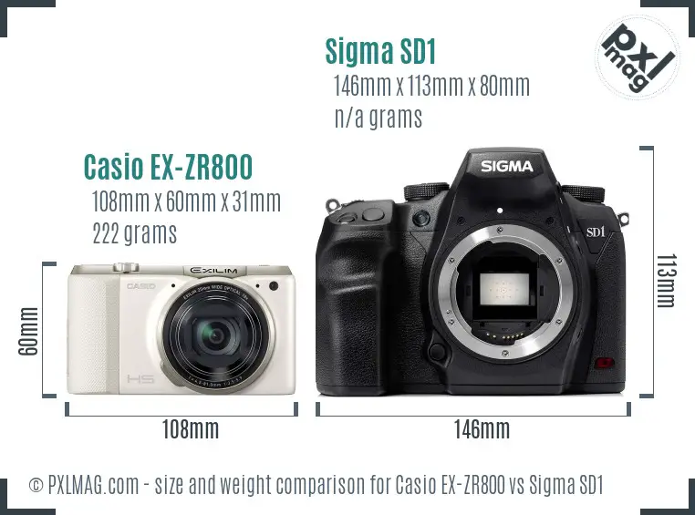 Casio EX-ZR800 vs Sigma SD1 size comparison