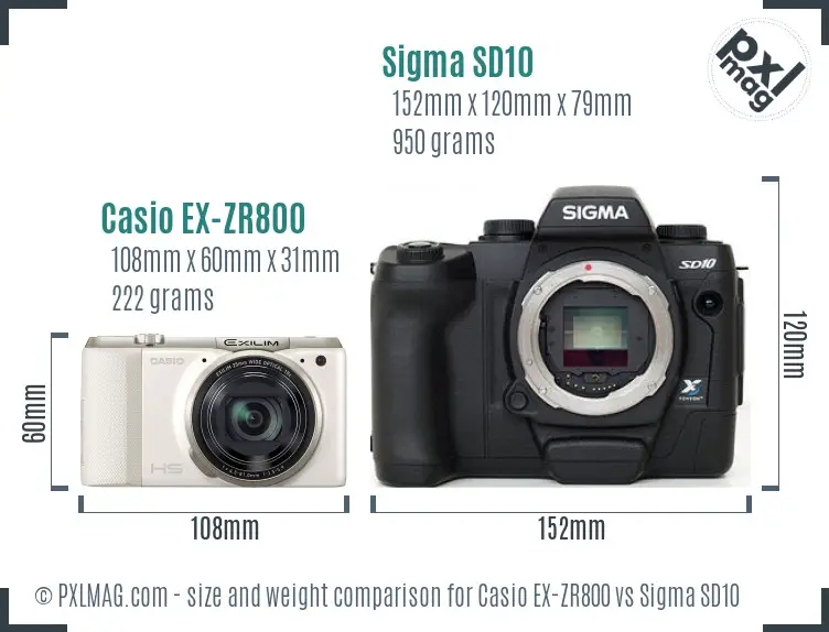 Casio EX-ZR800 vs Sigma SD10 size comparison