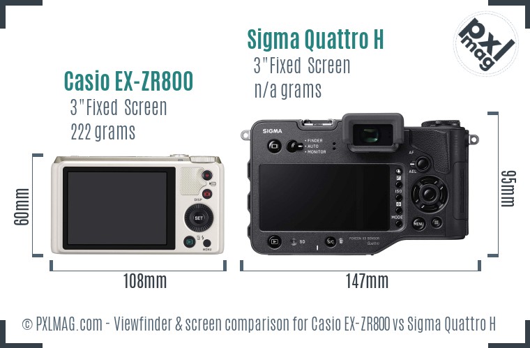 Casio EX-ZR800 vs Sigma Quattro H Screen and Viewfinder comparison