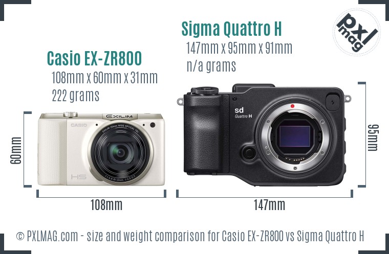 Casio EX-ZR800 vs Sigma Quattro H size comparison