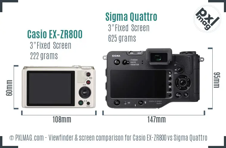Casio EX-ZR800 vs Sigma Quattro Screen and Viewfinder comparison