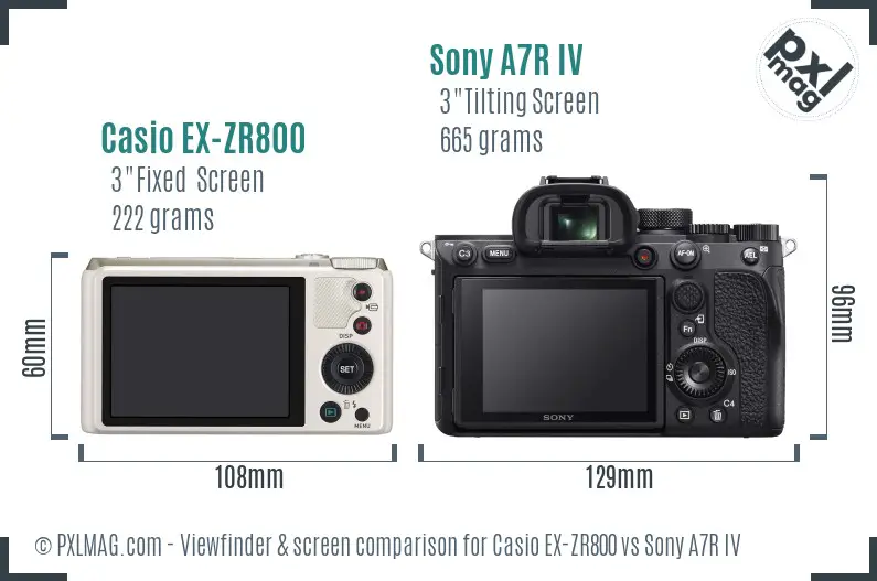 Casio EX-ZR800 vs Sony A7R IV Screen and Viewfinder comparison Casio EX-ZR800 vs Sony A7R IV Screen and Viewfinder comparison