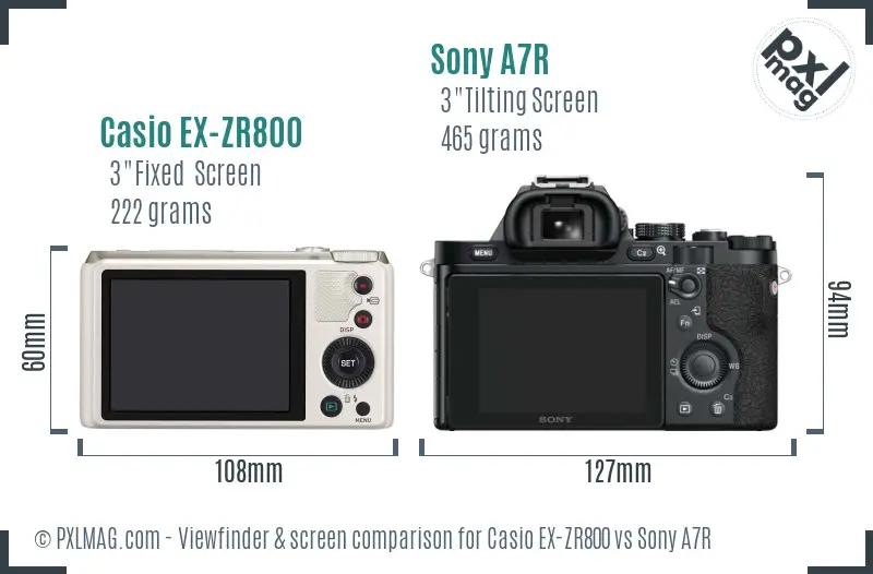 Casio EX-ZR800 vs Sony A7R Screen and Viewfinder comparison