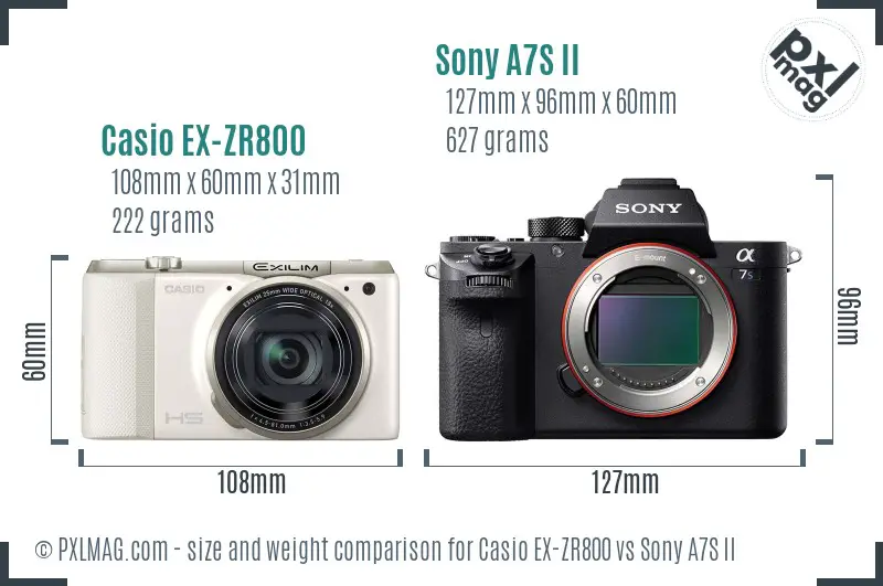 Casio EX-ZR800 vs Sony A7S II size comparison