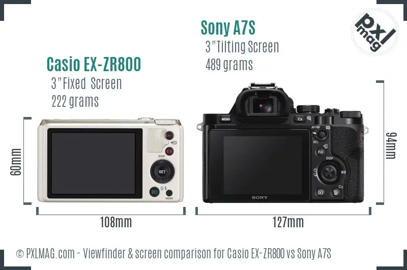 Casio EX-ZR800 vs Sony A7S Screen and Viewfinder comparison Casio EX-ZR800 vs Sony A7S Screen and Viewfinder comparison