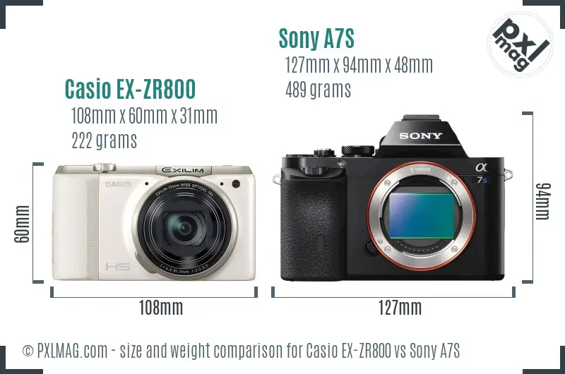 Casio EX-ZR800 vs Sony A7S size comparison Casio EX-ZR800 vs Sony A7S size comparison