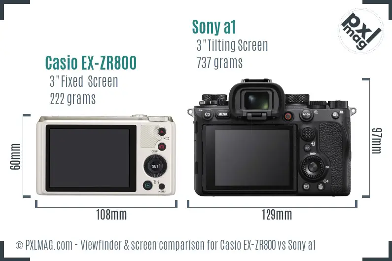 Casio EX-ZR800 vs Sony a1 Screen and Viewfinder comparison