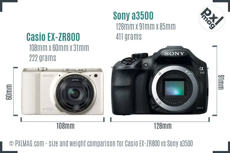 Casio EX-ZR800 vs Sony a3500 size comparison