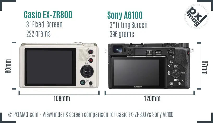 Casio EX-ZR800 vs Sony A6100 Screen and Viewfinder comparison