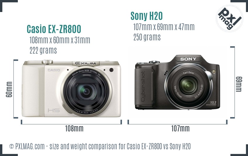 Casio EX-ZR800 vs Sony H20 size comparison Casio EX-ZR800 vs Sony H20 size comparison