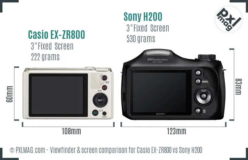 Casio EX-ZR800 vs Sony H200 Screen and Viewfinder comparison Casio EX-ZR800 vs Sony H200 Screen and Viewfinder comparison